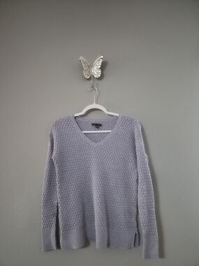 American Eagle Outfitters Light Lavender V-Neck Knit Sweater